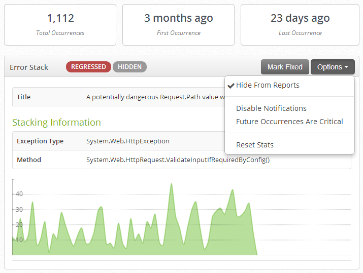Exceptionless Error Stack
