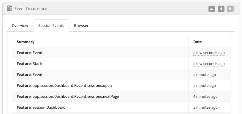 Exceptionless Event Sessions