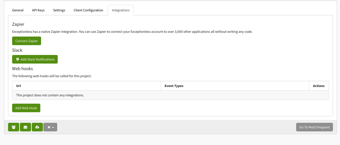Integrations Page Screenshot