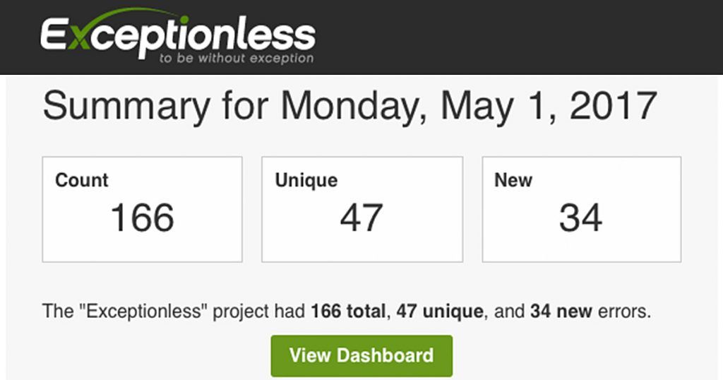 exceptionless email notifications