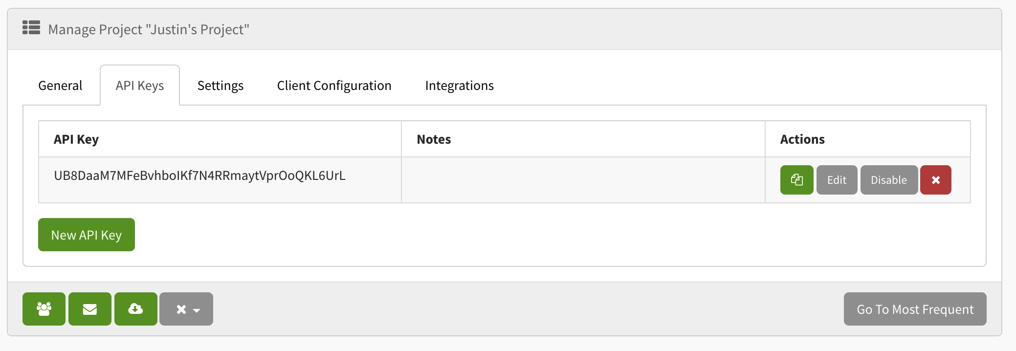 Generate API Key in UI