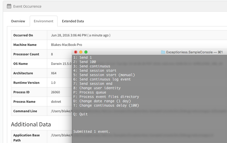 Exceptionless on Mac OSX