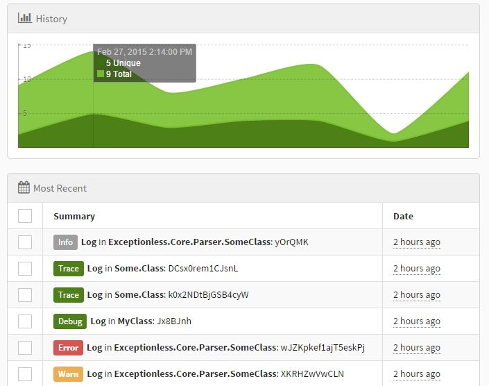 Exceptionless Log Events