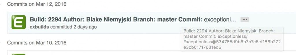 gitHub build history details