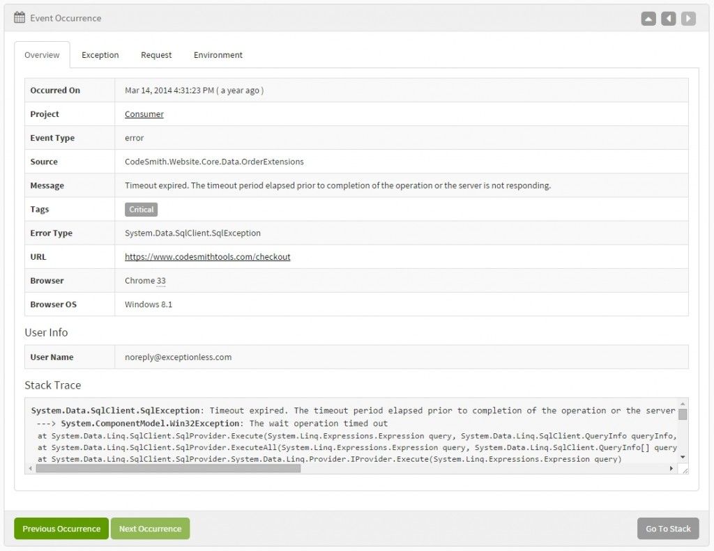 Example error details